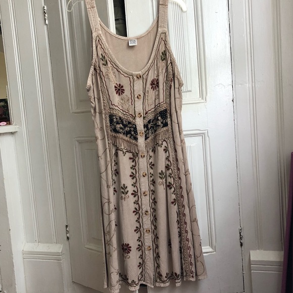 Handmade tan midi dress - Picture 1 of 5